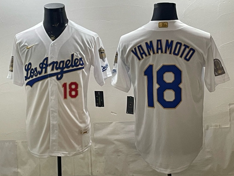 Los Angeles Dodgers #18 Yoshinobu Yamamoto Dodgers Platinum English Special V2