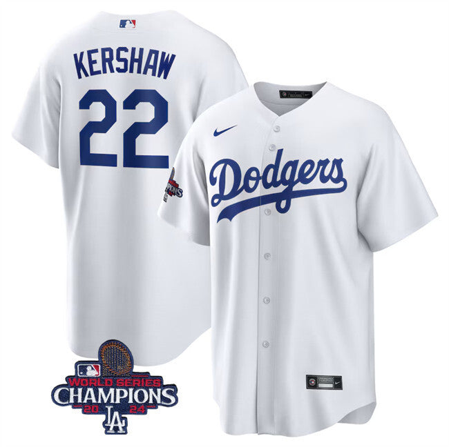 Los Angeles Dodgers #22 Clayton Kershaw White 2024 World Series Champions Cool