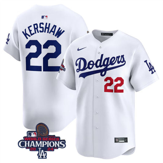 Los Angeles Dodgers #22 Clayton Kershaw White 2024 World Series Champions Home