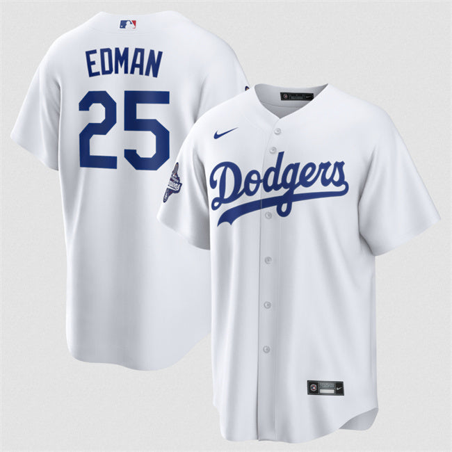 Los Angeles Dodgers #25 Tommy Edman White 2025 World Series Champions Patch Cool