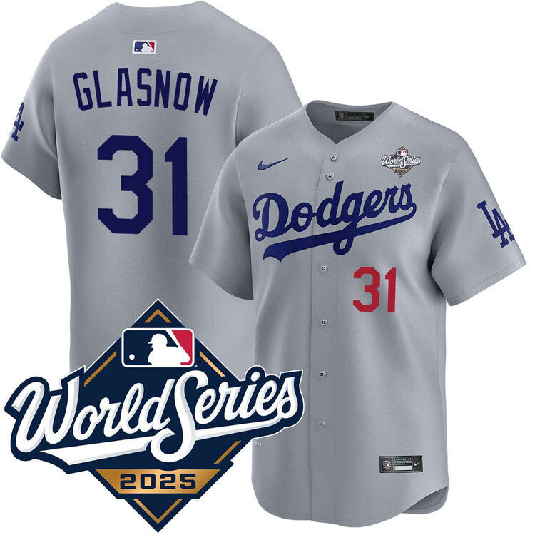 Los Angeles Dodgers #31 Tyler Glasnow Alternate Road Limited 2025 World Series Jersey