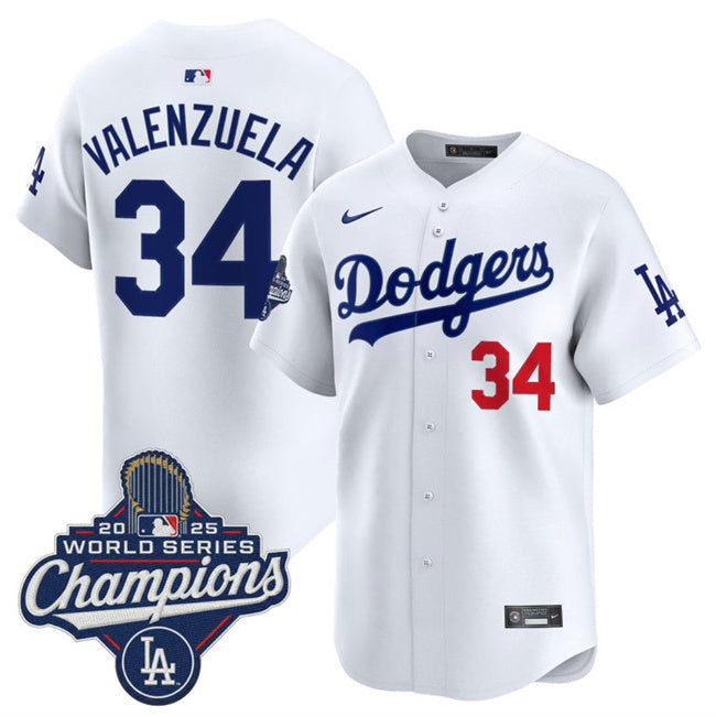 Los Angeles Dodgers #34 Fernando Valenzuela White 2025 World Series Champions Patch
