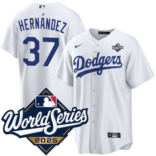 Los Angeles Dodgers #37 Teoscar Hernandez Home 2025 World Series Jersey