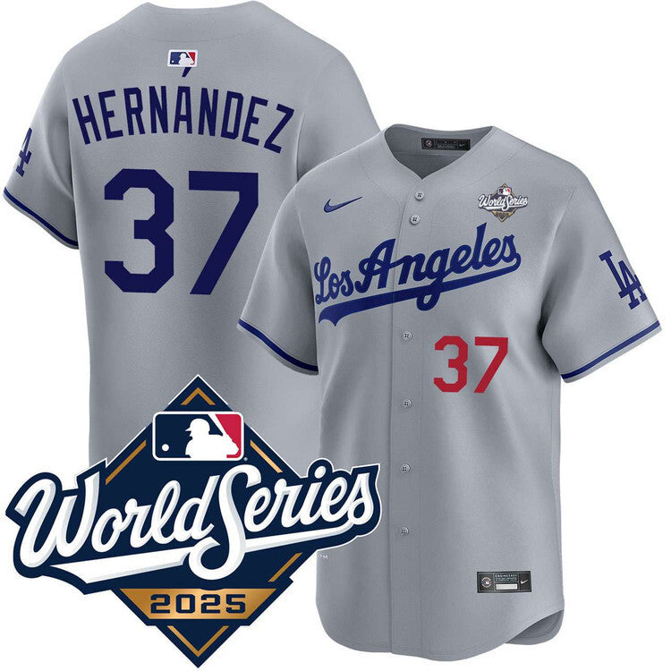 Los Angeles Dodgers #37 Teoscar Hernandez Road Limited 2025 World Series Jersey