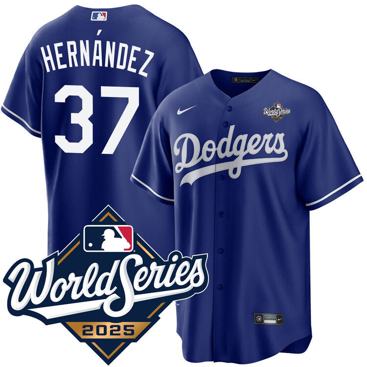 Los Angeles Dodgers #37 Teoscar Hernandez Royal 2025 Alternate World Series Jersey