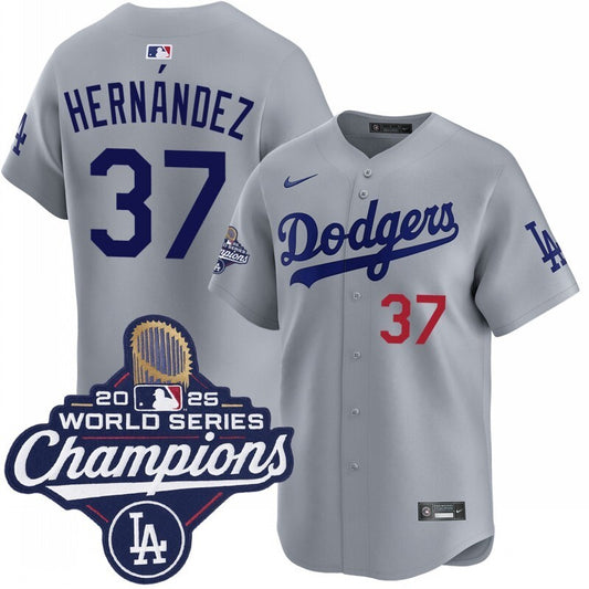 Los Angeles Dodgers #37 Teoscar Hernandez alternate road limited 2025 world series champions jersey