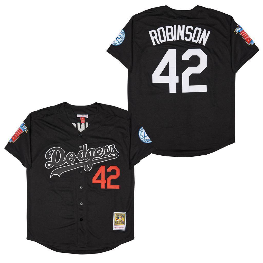 Los Angeles Dodgers #42 Jackie Robinson Dodgers 42 Black Edition Retro