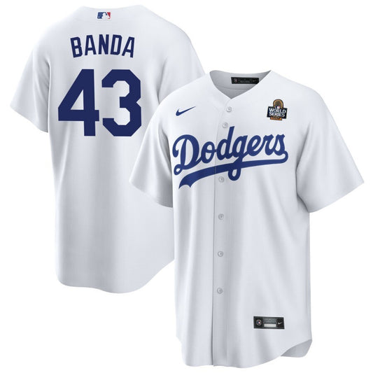 Los Angeles Dodgers #43 Anthony Banda 2024 World Series Home Jersey - White