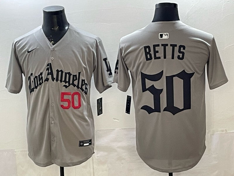 Los Angeles Dodgers #50 Mookie Betts Dodgers Gray 5 Edition Style 1