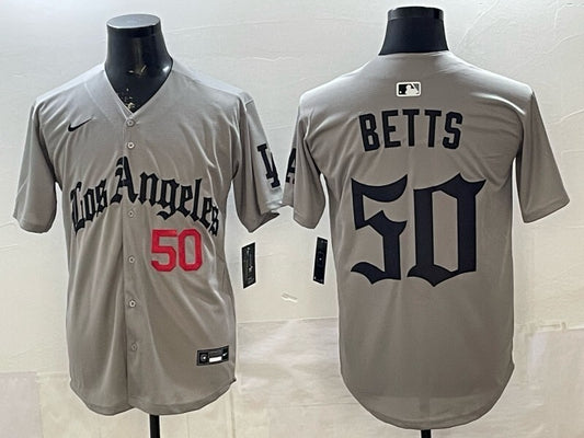 Los Angeles Dodgers #50 Mookie Betts Dodgers Gray 5 Edition Style 1