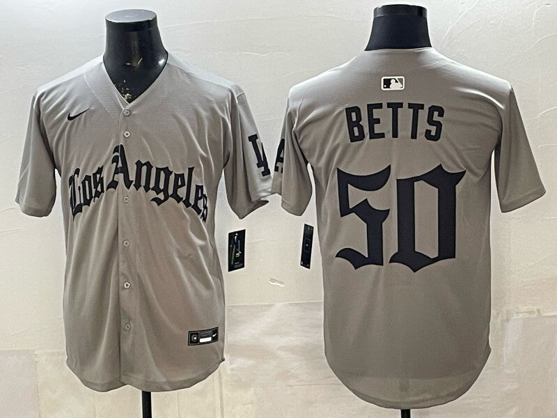 Los Angeles Dodgers #50 Mookie Betts Dodgers Gray 5 Edition Style 2