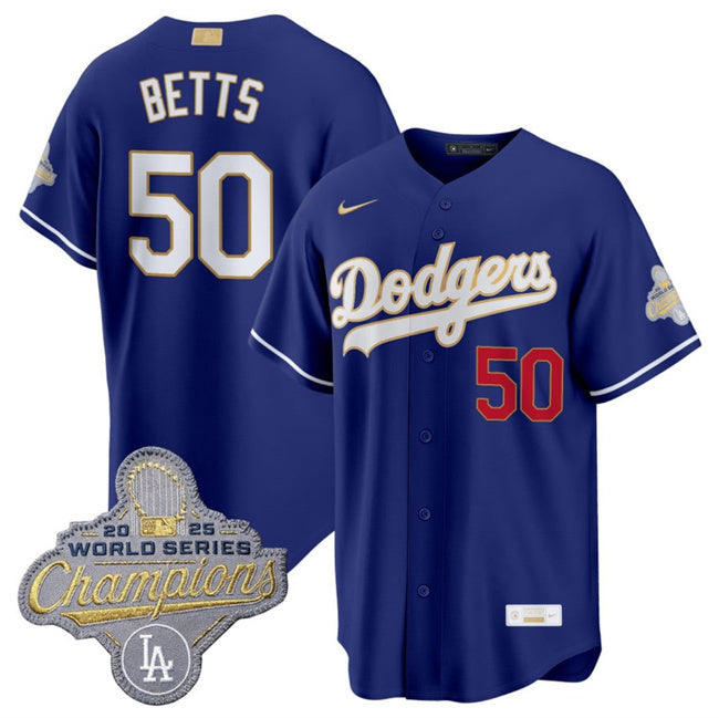 Los Angeles Dodgers #50 Mookie Betts Royal 2026 Alternate Gold Collection