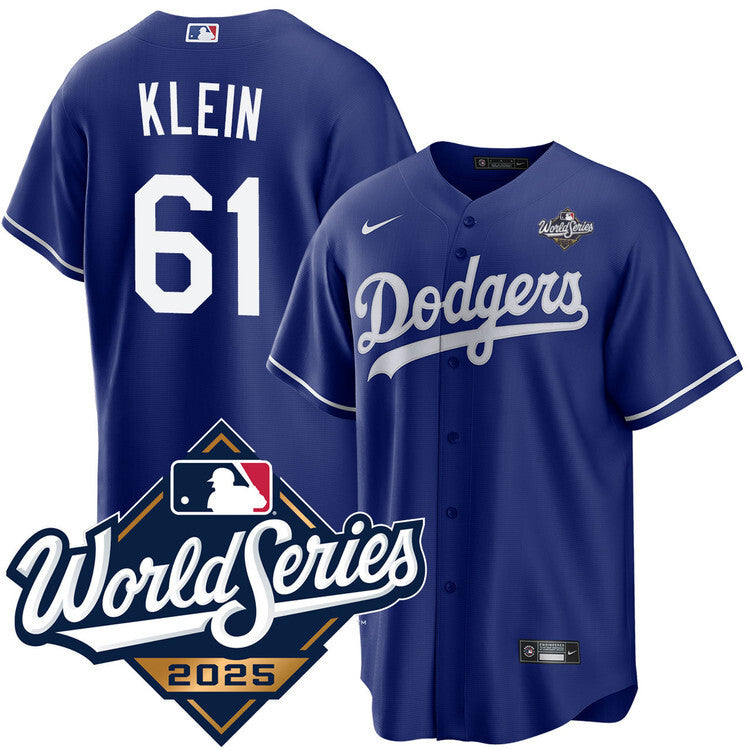 Los Angeles Dodgers #61 Will Klein Royal 2025 Alternate World Series Jersey