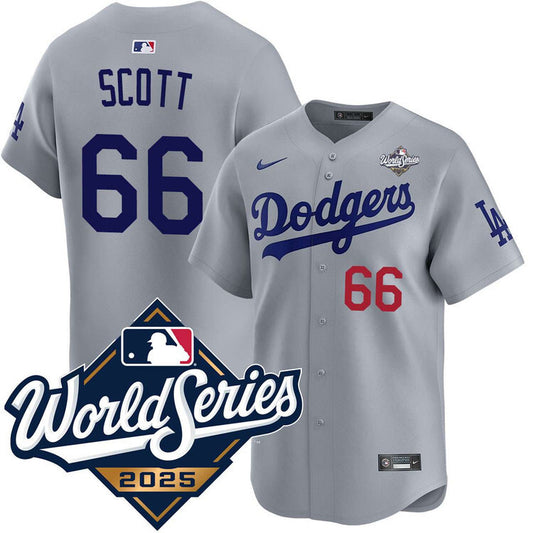 Los Angeles Dodgers #66 Tanner Scott Alternate Road Limited 2025 World Series Jersey