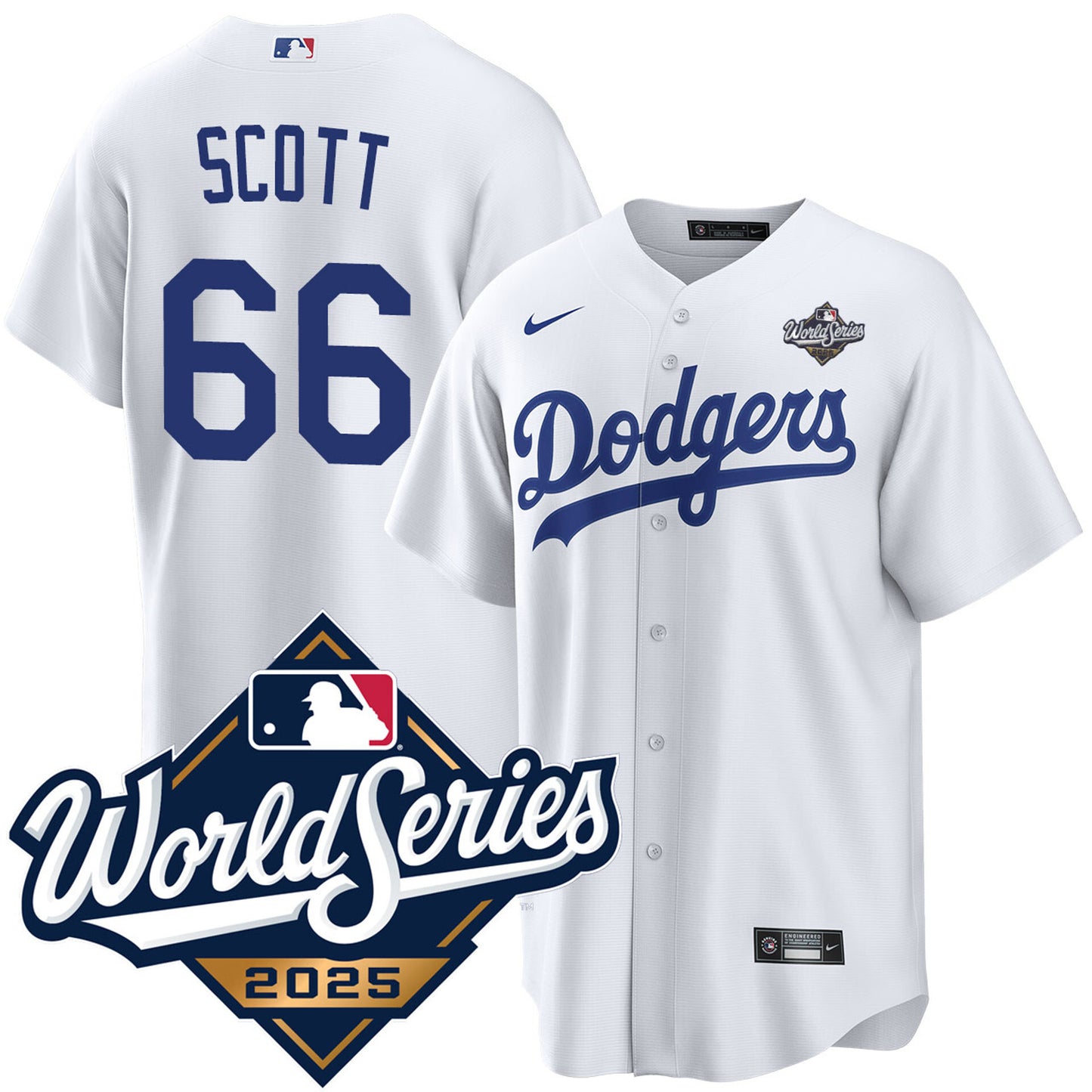 Los Angeles Dodgers #66 Tanner Scott Home 2025 World Series Jersey