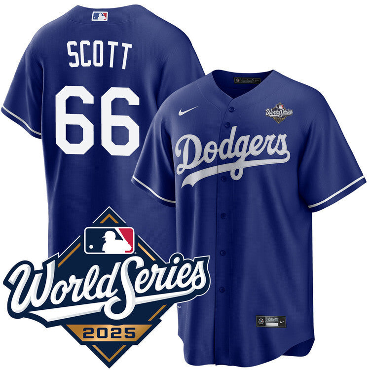 Los Angeles Dodgers #66 Tanner Scott Royal 2025 Alternate World Series Jersey
