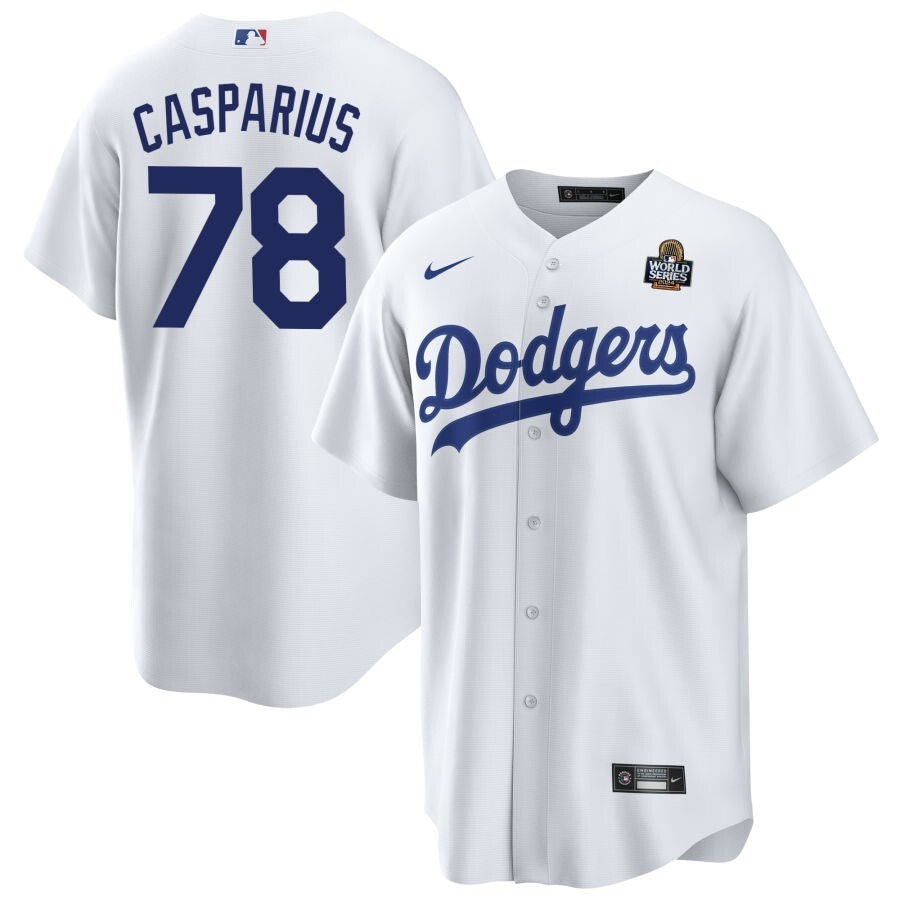 Los Angeles Dodgers #78 Ben Casparius 2024 World Series Home Jersey - White