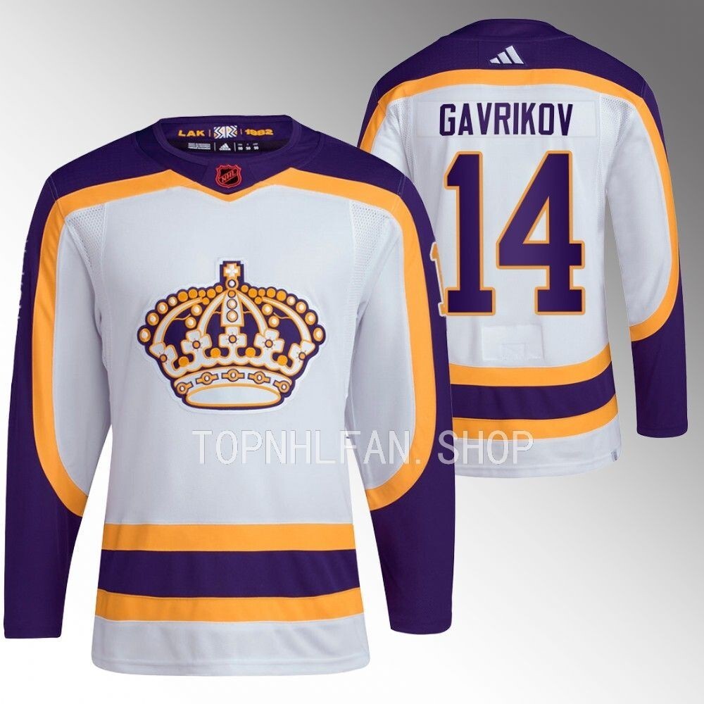 Los Angeles Kings #14 Vladislav Gavrikov White Reverse Retro Jersey
