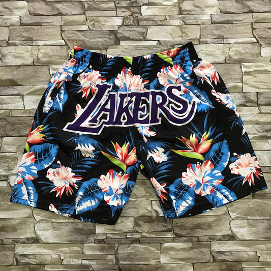 Los Angeles Lakers Heat Transfer Floral Pocket Edition Jersey and Shorts