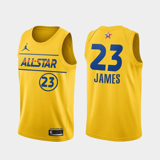 Los Angeles Lakers #23 LeBron James2021-all-star-western-conference-gold-lakers-jersey
