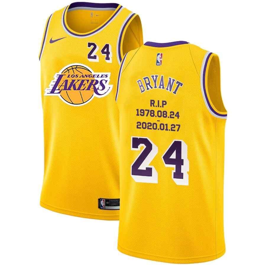 Los Angeles Lakers #24 Kobe Bryant Kobe 24 Retro Yellow 78-20 Edition XS-XXL