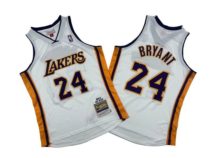 Los Angeles Lakers #24 Kobe Bryant Lakers 24 # White 09-10 Season Mitchell Retro Jersey -- Kobe _[1]