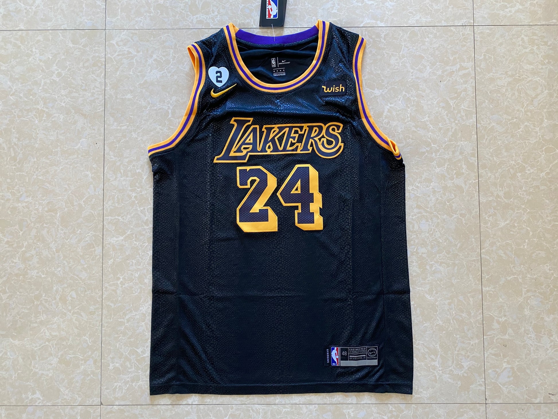 Los Angeles Lakers #24 Kobe Bryant Lakers 24# City Edition Black Style 2