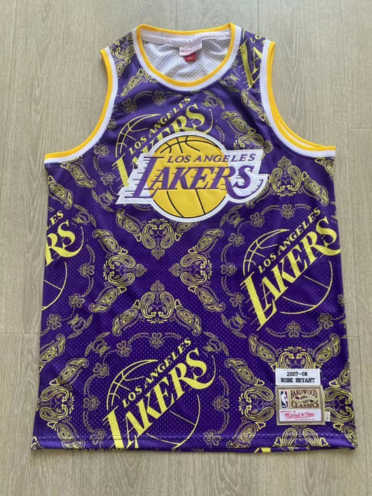 Los Angeles Lakers #24 Kobe Bryant purple cashew flower authentic jersey Style 2