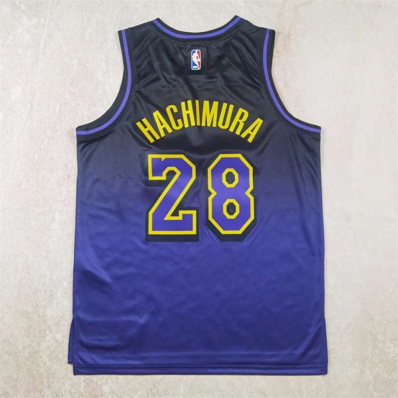 Los Angeles Lakers #28 Rui Hachimura Hot Press Lakers 28 Purple City Edition s-xxl Style 1