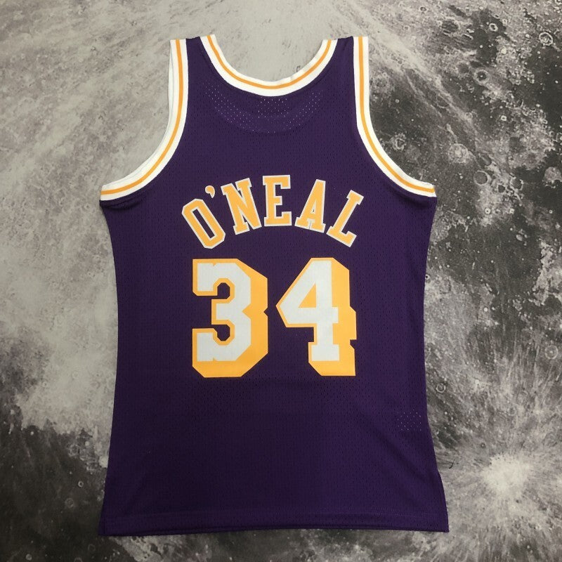 Los Angeles Lakers #34 Shaquille ONeal sw Lakers 96-97 Season Crew Neck Purple 34 # O'Neal
