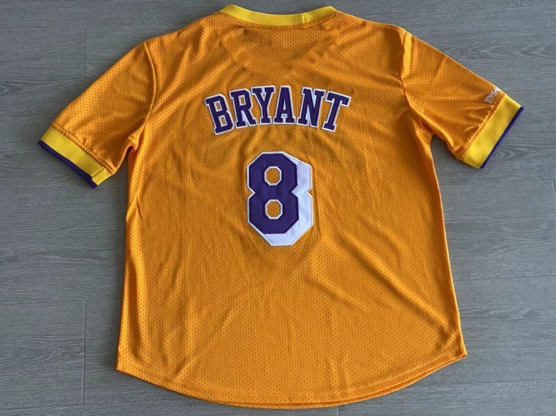 Los Angeles Lakers #8 Kobe Bryant mitchell & ness Lakers 8 # Kobe Yellow Embroidered Style 1