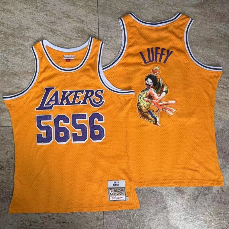 Los Angeles Lakers x Lakers Collaboration 5656 # Yellow Embroidered Jersey Style 4