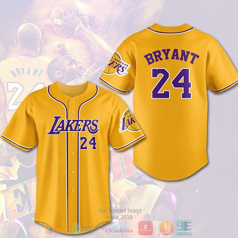 Los Angeles Lakers Kobe Bryant 24 yellow Baseball shirt