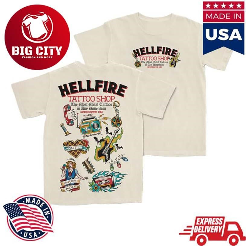 Lostbrostradingco Hellfire Tattoo Shop Two Sided Shirt