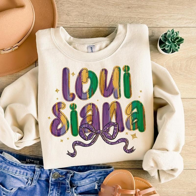 Louisiana Coquette Bow Mardi Gras Mardi Gras Coquette Happy Mardi Gras Fleur De Lis Glitter Brushstroke Hand Drawn...