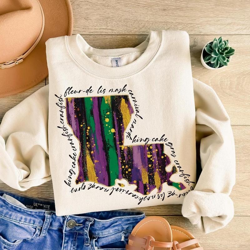 Louisiana Mardi Gras, Fat Tuesday, Mardi Gras Louisiana Map, Mardi Gras, Mardi Gras Design Shirt Sublimation Design...