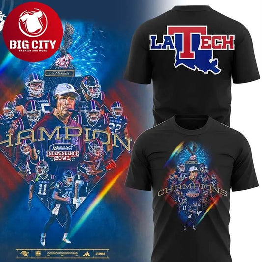 Louisiana Tech Bulldogs Independence Bowl Champions Two Sided Shirt