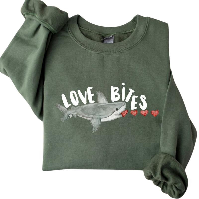 Love Bites Valentine Sweatshirt, Boy's Shark Love Valentine Sweater T-Shirts, Hoodie | WearSparks.com