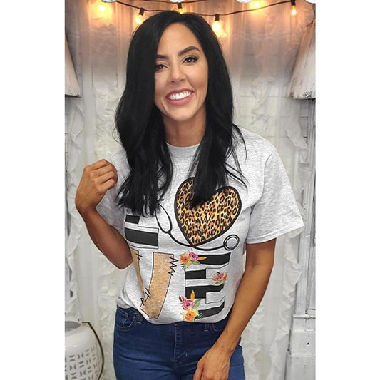 Love Leopard Heart Nurse T-Shirt Hoodie, Sweatshirt | WearSparks.com