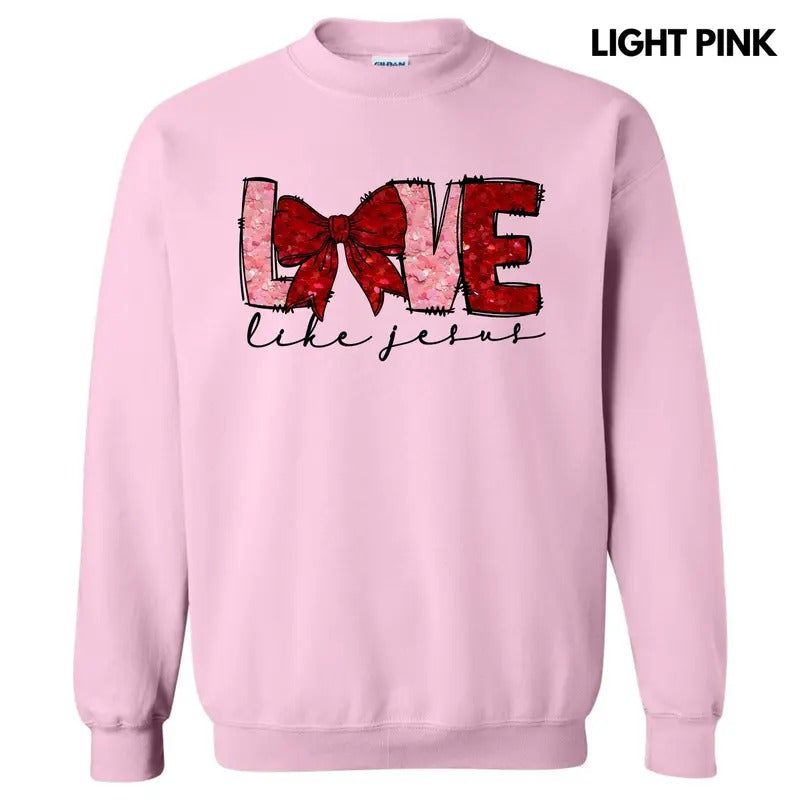 Love Like Jesus Faux Glitter Sweatshirt 'NLB' T-Shirts, Hoodie | WearSparks.com