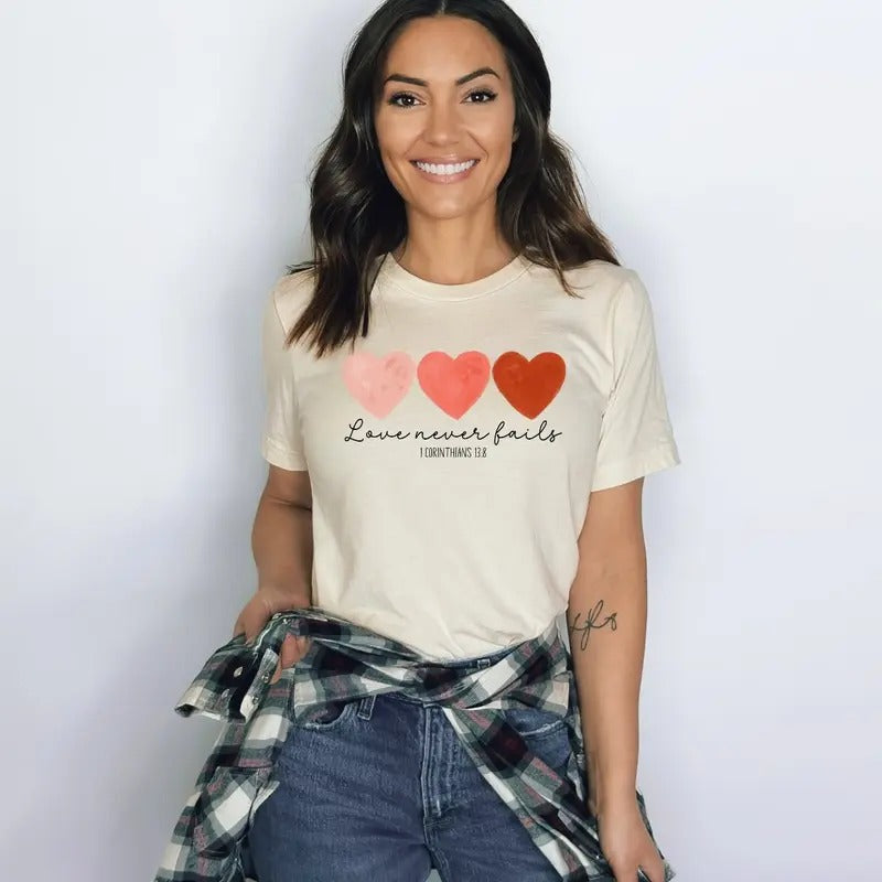 Love Never Fails Graphic Tee -  BELLA+CANVAS Tee - Christian Shirt Hoodie, Sweatshirt | WearSparks.com