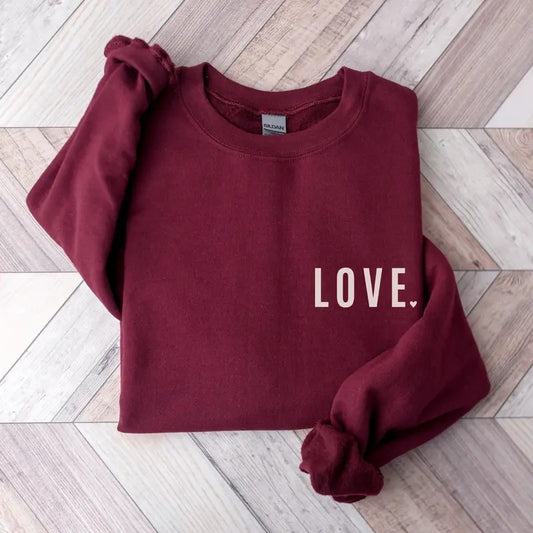 Love Pocket Sweatshirt, Minimalist Valentine Sweatshirt, Valentine's Day Apparel, Love Sweatshirt T-Shirts, Hoodie
