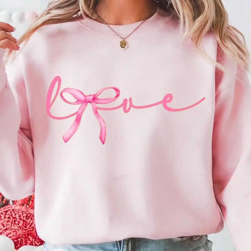 Love Valentine Coquette Unisex T-Shirt Sweatshirt Hoodie, Coquette Bow Valentine's Day Sweatshirt, Romantic Valentine's...