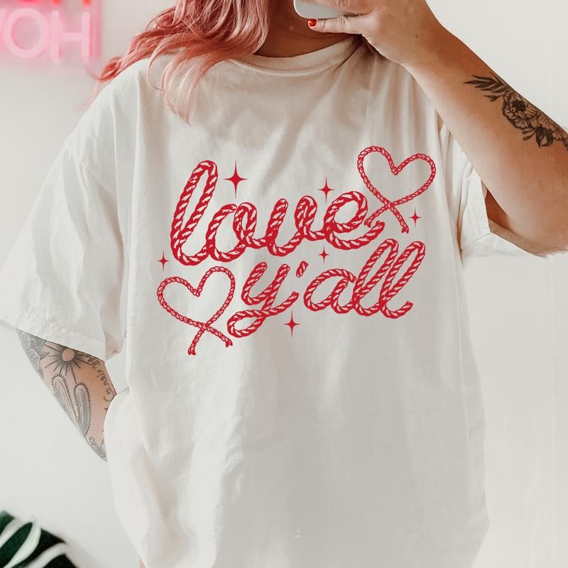 Love Y'all Western Shirt ~ Unisex Apparel Relaxed Fit Printed In The USA Clothing Womenswear Casual Comfort Cotton Top...