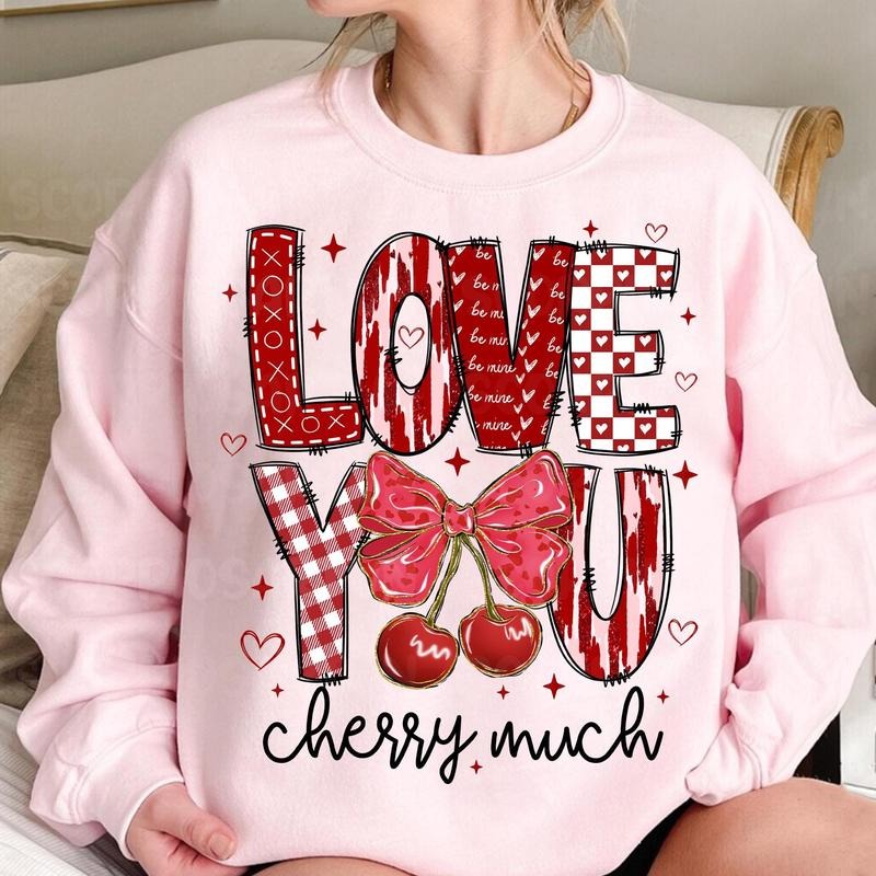 Love You Cherry Much Sweatshirt, Valentine Cherry Coquette Sweatshirt, Cherry Love Sweatshirt, Happy Valentines Day...