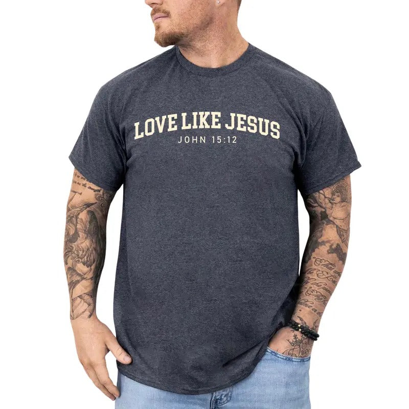 Love like Jesus Graphic Tee, Bible Verse T-shirt For Men, Spiritual Christian Shirt, God Lover Men Tee, Religious Men...