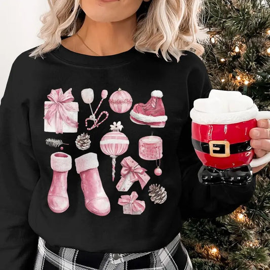Lovely Shoes Christmas Shirt, Xmas coquette sweatshirt, Pink Gift Xmas Shirt, Merry Xmas Candy, Classic Holidays, Gift...