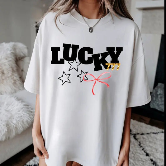 Lucky 777 Graphic Shirt ~ Unisex Apparel Relaxed Fit Printed In The USA Clothing Womenswear Casual Comfort Cotton Top...