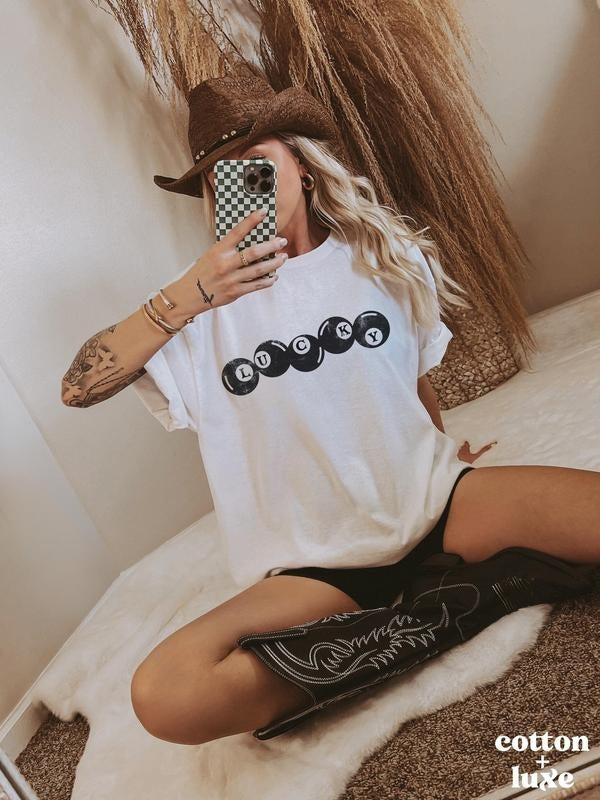 Lucky 8 Balls Tee | Retro Graphic Tee | Trendy Aesthetic Vintage Inspired Graphic Tee | Lucky Girl Shirt Hoodie, Sweatshirt