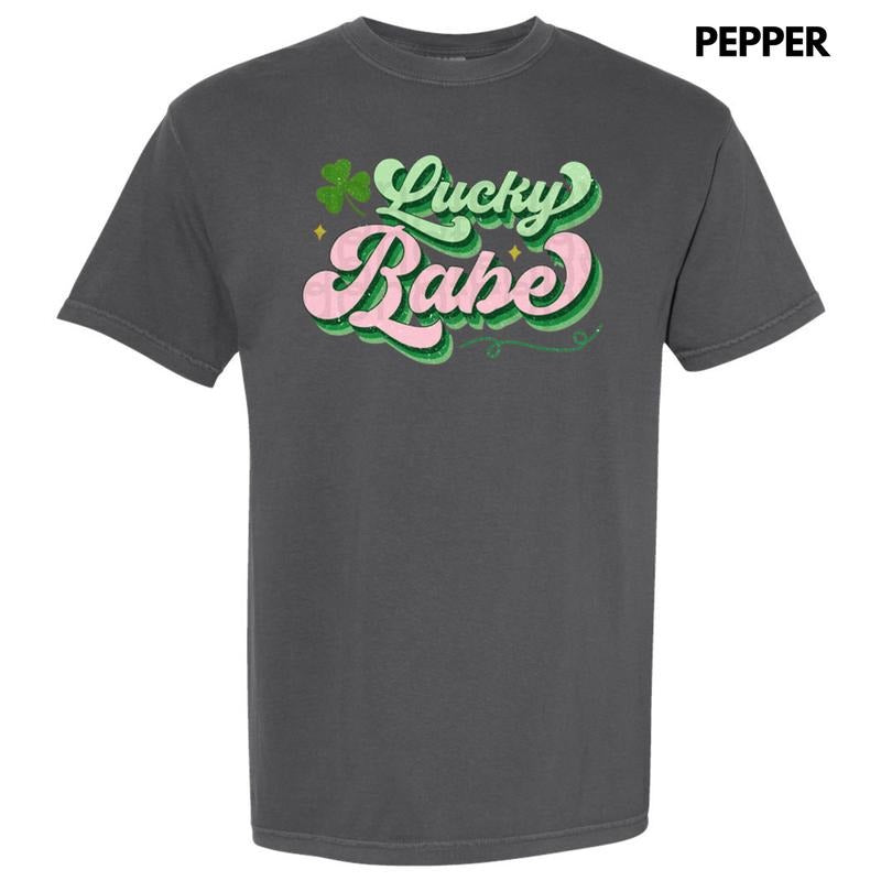 Lucky Babe Shamrock Comfort Colors T-Shirt Hoodie, Sweatshirt | WearSparks.com